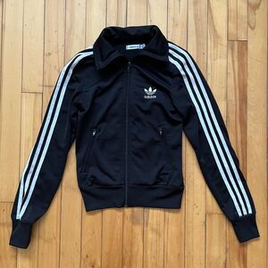 Adidas Originals Track Jacket Black White Trefoil Logo Full Zip XS TP